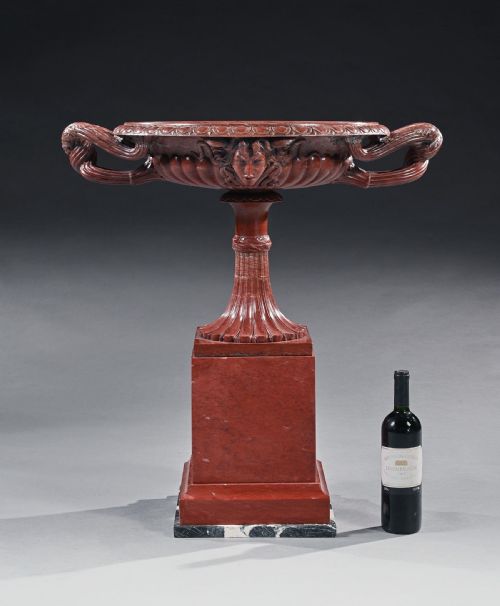 A HUGE ITALIAN GRAND TOUR ROSSO ANTICO MARBLE TAZZA ATTRIBUTED TO BENEDETTO BOSCHETTI MID 19TH CENTURY - ADDITIONAL PHOTO 3