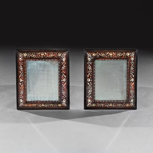 RARE PAIR OF SPANISH COLONIAL 18TH CENTURY TORTOISESHELL ENCONCHADO MIRRORS PERUVIAN OR MEXICAN