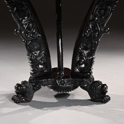 CEYLONESE 19TH CENTURY EBONY AND SPECIMEN WOOD CENTRE TABLE GALLE DISTRICT - ADDITIONAL PHOTO 6