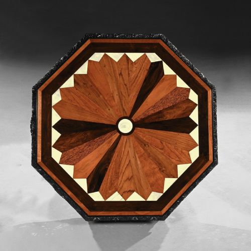CEYLONESE 19TH CENTURY EBONY AND SPECIMEN WOOD CENTRE TABLE GALLE DISTRICT - ADDITIONAL PHOTO 7