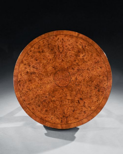 RARE EARLY 19TH CENTURY SCANDINAVIAN BURR ROOT MAPLE DRUM TABLE - ADDITIONAL PHOTO 2