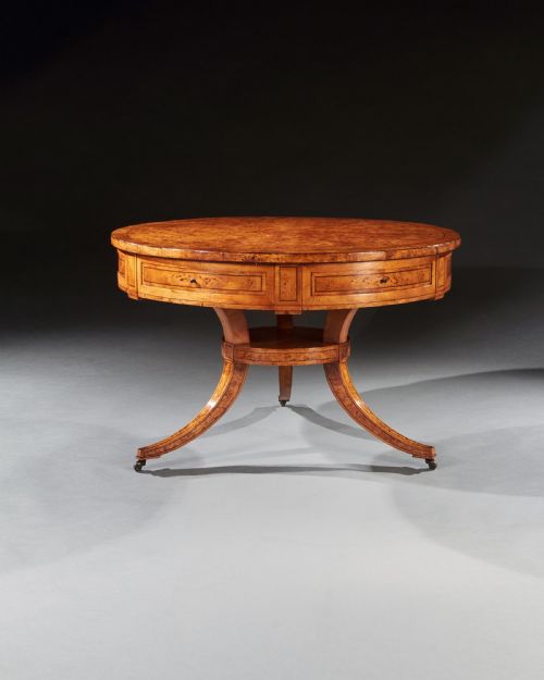 RARE EARLY 19TH CENTURY SCANDINAVIAN BURR ROOT MAPLE DRUM TABLE - ADDITIONAL PHOTO 8