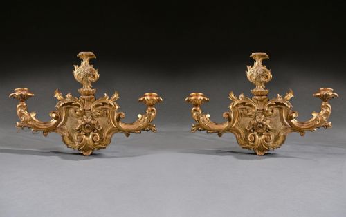 PAIR OF 18TH CENTURY VENETIAN GILTWOOD WALL SCONCES - ADDITIONAL PHOTO 1