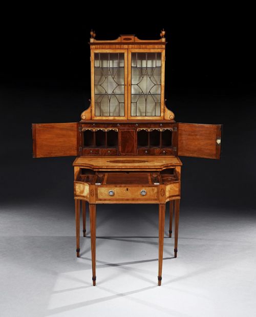 AN IMPORTANT 18TH CENTURY GEORGE III SATINWOOD AND SABICU WRITING CABINET - ADDITIONAL PHOTO 5