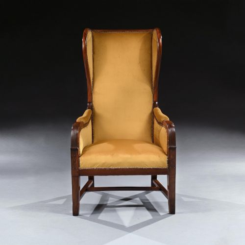 FRENCH EMPIRE MAHOGANY RECLINING WING BACK ARMCHAIR - ADDITIONAL PHOTO 1
