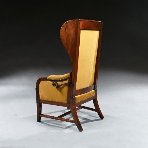 FRENCH EMPIRE MAHOGANY RECLINING WING BACK ARMCHAIR - ADDITIONAL PHOTO 6