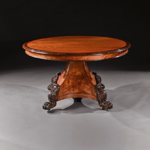 rare 19th century peters of genoa satinwood rosewood centre table - CATEGORY: ANTIQUE TABLES - DATED 19TH CENTURY