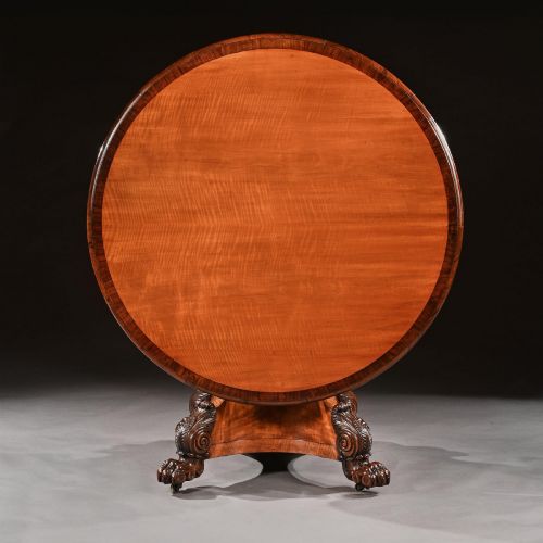 RARE 19TH CENTURY PETERS OF GENOA SATINWOOD ROSEWOOD CENTRE TABLE - ADDITIONAL PHOTO 1