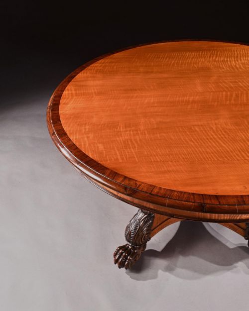 RARE 19TH CENTURY PETERS OF GENOA SATINWOOD ROSEWOOD CENTRE TABLE - ADDITIONAL PHOTO 6