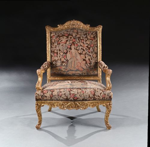 FINE 18TH CENTURY FRENCH REGENCE PERIOD GILTWOOD ARMCHAIR FAUTEUIL - ADDITIONAL PHOTO 1