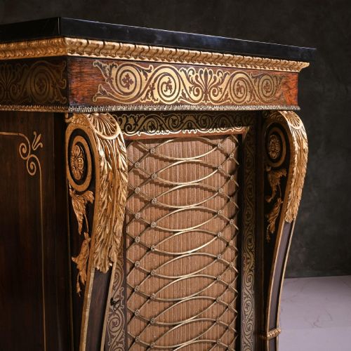 FINE PAIR OF REGENCY BRASS INLAID SIDE CABINETS ATTRIBUTED TO LOUIS CONSTANTIN LE GAIGNEUR - ADDITIONAL PHOTO 4