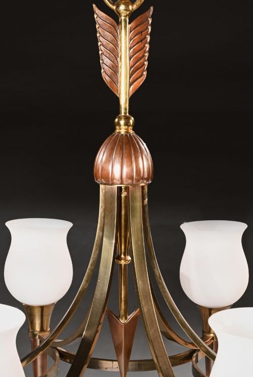 FINE PAIR OF MAISON JANSEN MID CENTURY CHANDELIERS AFTER A DESIGN ATTRIBUTED TO ANDRE ARBUS - ADDITIONAL PHOTO 2