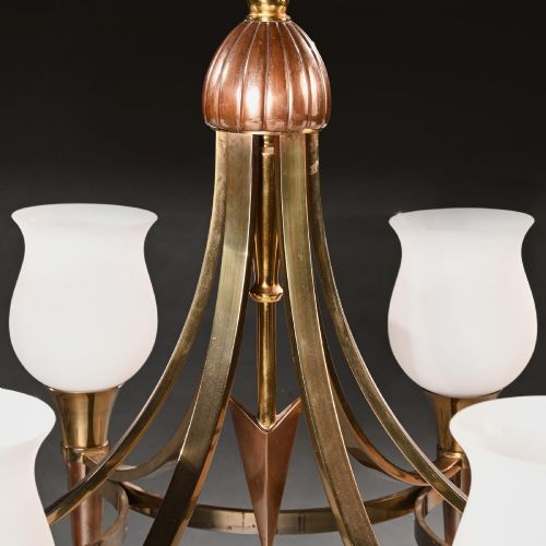 FINE PAIR OF MAISON JANSEN MID CENTURY CHANDELIERS AFTER A DESIGN ATTRIBUTED TO ANDRE ARBUS - ADDITIONAL PHOTO 3