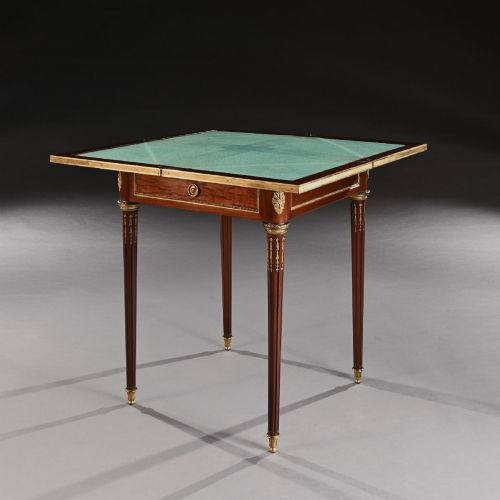A FINE MAHOGANY LATE 19TH CENTURY ENVELOPE CARD TABLE BY ANTOINE LAMPRE PARIS - ADDITIONAL PHOTO 5