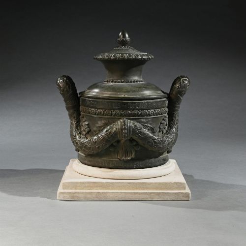An Extremely Rare Italian Late 18th C Bronze Locking Vessel with Latin Inscription, Possibly with Maritime Associations.