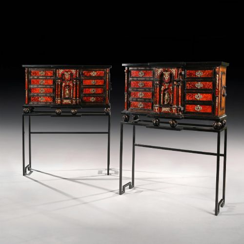 PAIR OF 17TH CENTURY SPANISH BAROQUE GILT BRONZE MOUNTED EBONISED AND TORTOISESHELL CABINETS ON STANDS - ADDITIONAL PHOTO 1