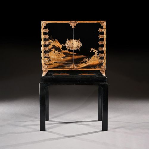 An Important Late 17th Century Japanese Lacquered Cabinet Edo Period on Stand