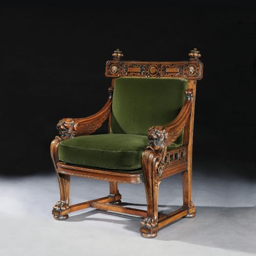 Rare 19th Century Lion Monopodia Armchair After Thomas Hope.