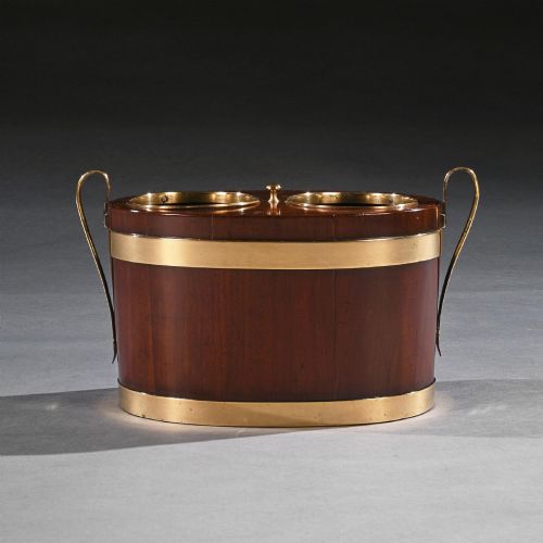 George III Brass Bound Mahogany Oval Table Wine Cooler