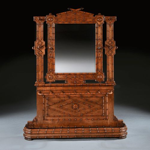 French Aesthetic Period Japonisme Birdseye Maple Faux Bamboo Hall Stand