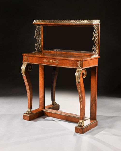 fig 2. Regency Amboyna and Brass Inlaid Gilt Bronze Mounted Pier Table.