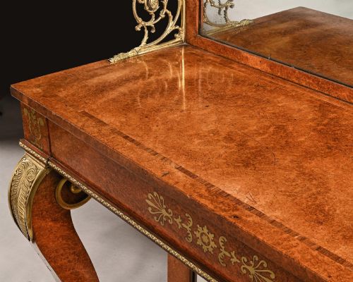 fig 4. Regency Amboyna and Brass Inlaid Gilt Bronze Mounted Pier Table.