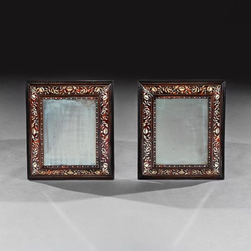 Rare Pair of Spanish Colonial 18th Century Tortoiseshell Enconchado Mirrors, Peruvian or Mexican
