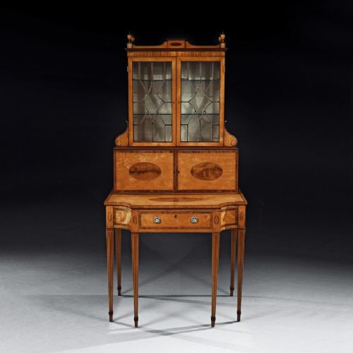An Important 18th Century George III Satinwood and Sabicu Writing Cabinet