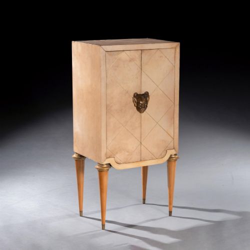Maurice Jallot French Art Deco Parchment Inlaid Cabinet