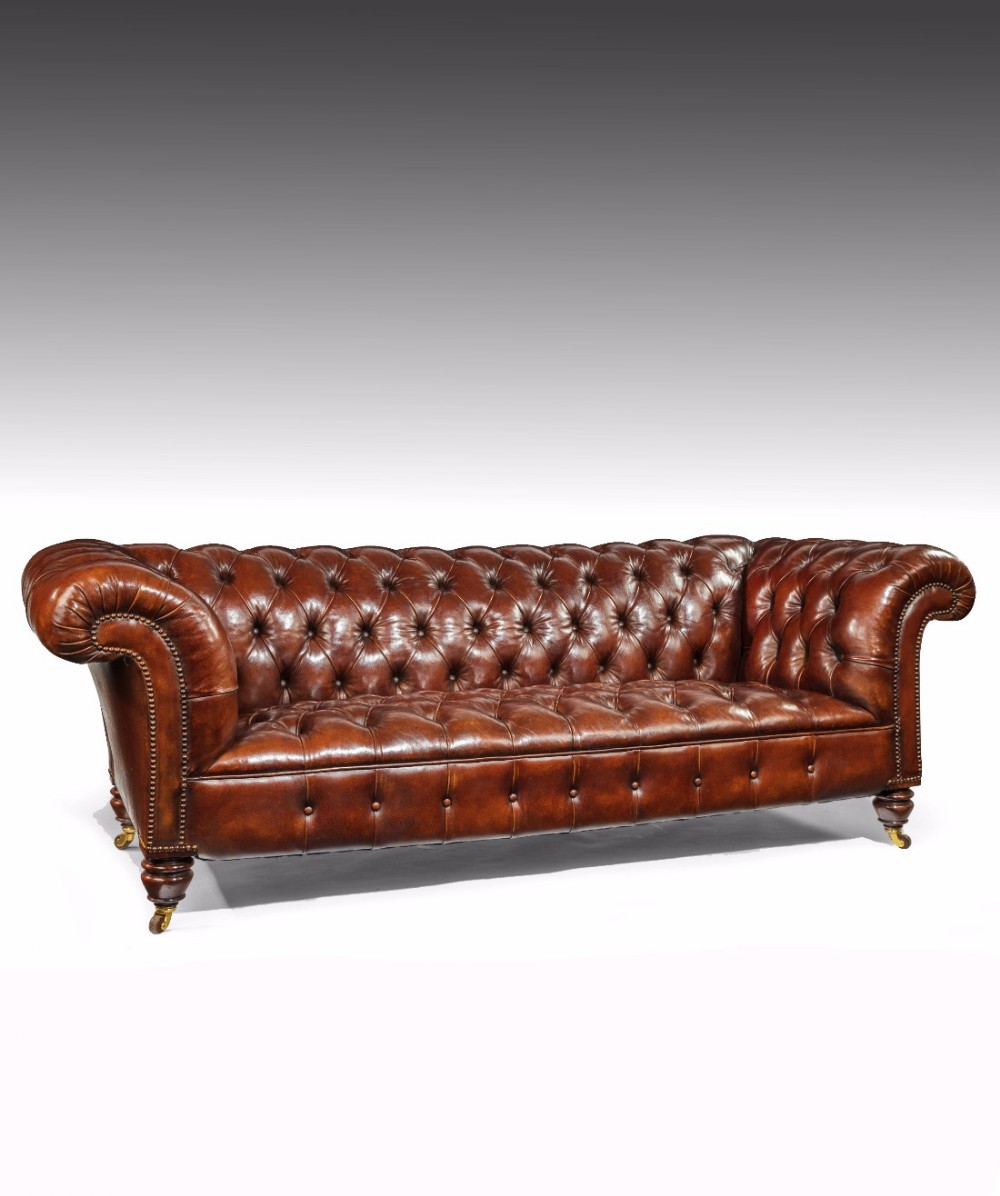 Fabulous 19th Century Gillows Leather Chesterfield 