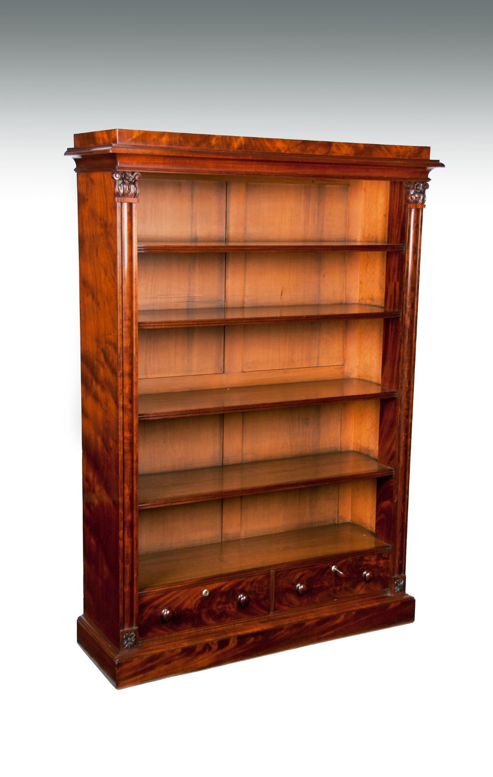 Fine Early Victorian Mahogany Open Bookcase 