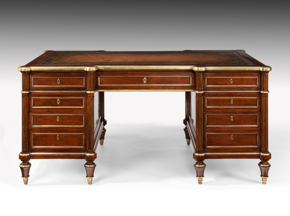 Fine 19th Century Gillows Brass Mounted Mahogany Pedestal Desk  View XI