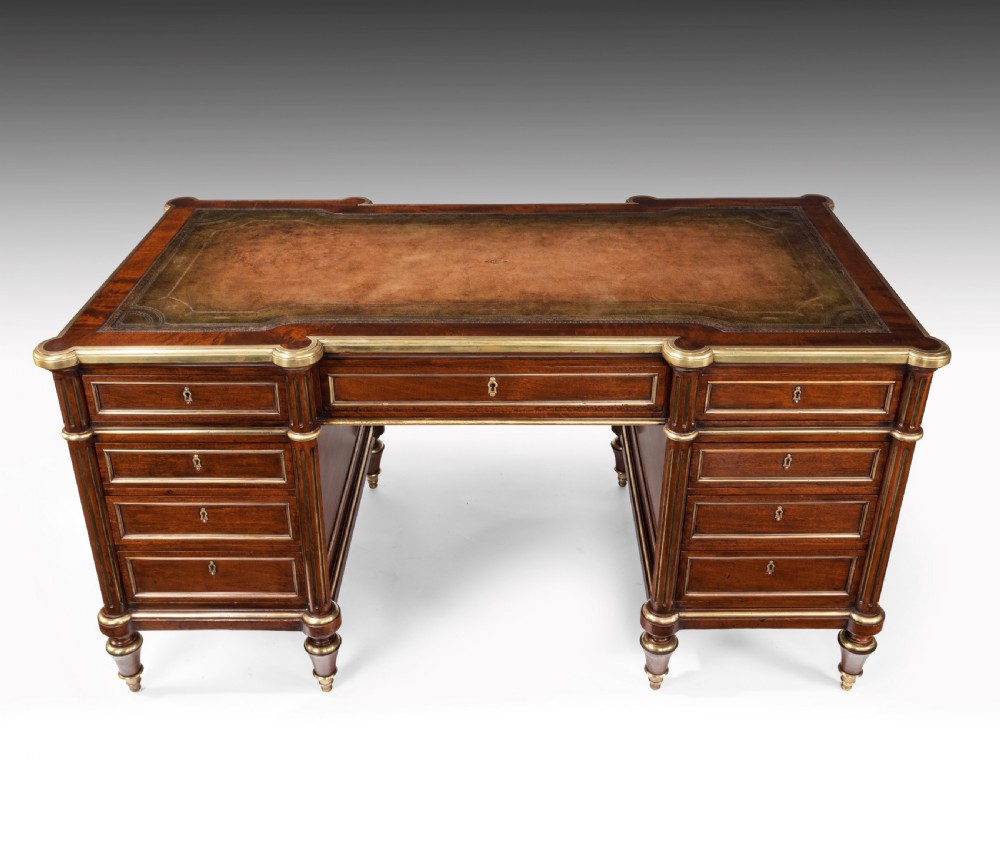 Fine 19th Century Gillows Brass Mounted Mahogany Pedestal Desk  View XV
