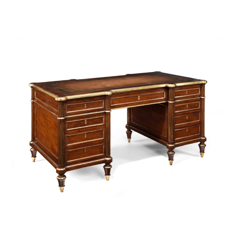 Fine 19th Century Gillows Brass Mounted Mahogany Pedestal Desk  View XVII