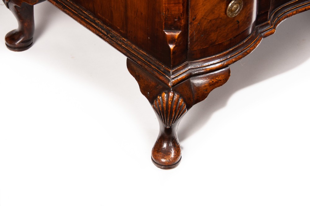 Quality Walnut Shaped Front Chest of Drawers Queen Anne Style View VIII