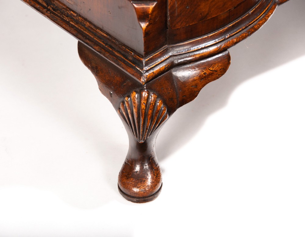 Quality Walnut Shaped Front Chest of Drawers Queen Anne Style View IX