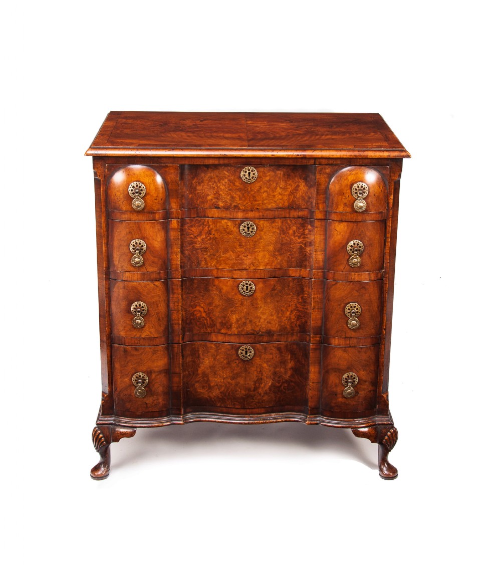 Quality Walnut Shaped Front Chest of Drawers Queen Anne Style View X
