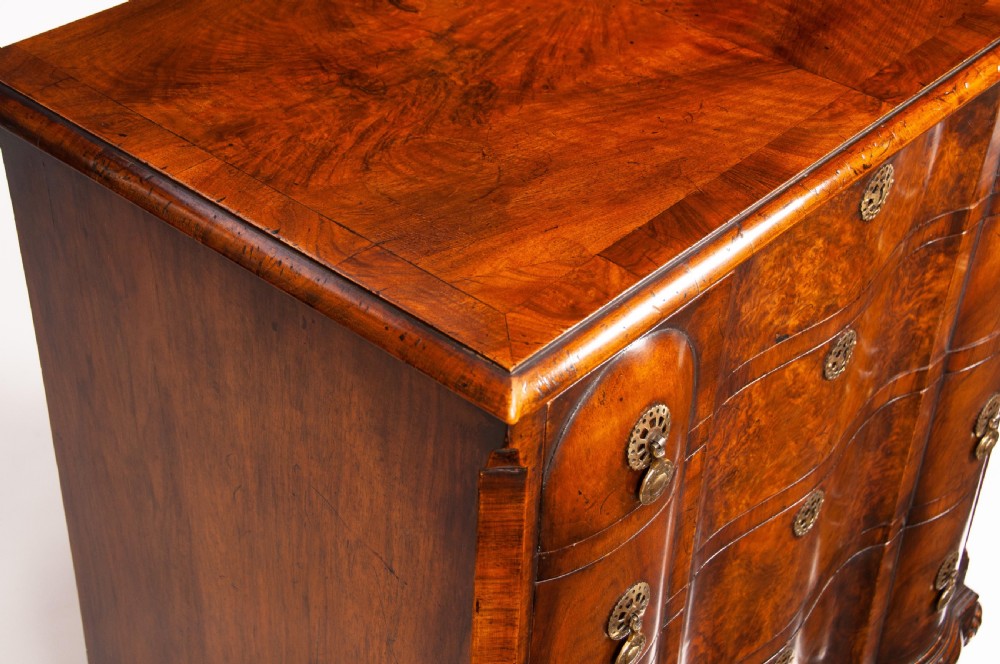 Quality Walnut Shaped Front Chest of Drawers Queen Anne Style View XIII