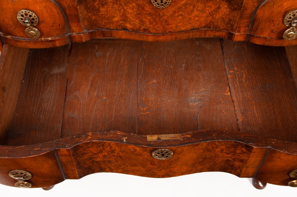 Quality Walnut Shaped Front Chest of Drawers Queen Anne Style View XVII