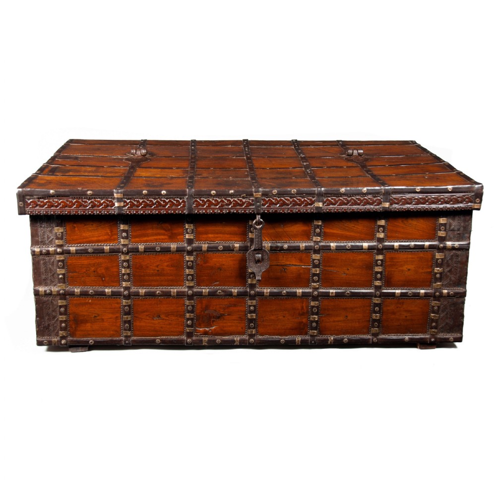 Decorative Large Antique Anglo-Indian Trunk  View V