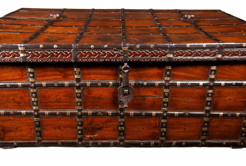 Decorative Large Antique Anglo-Indian Trunk  View VI