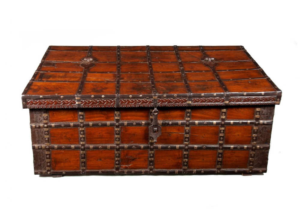Decorative Large Antique Anglo-Indian Trunk  View VII
