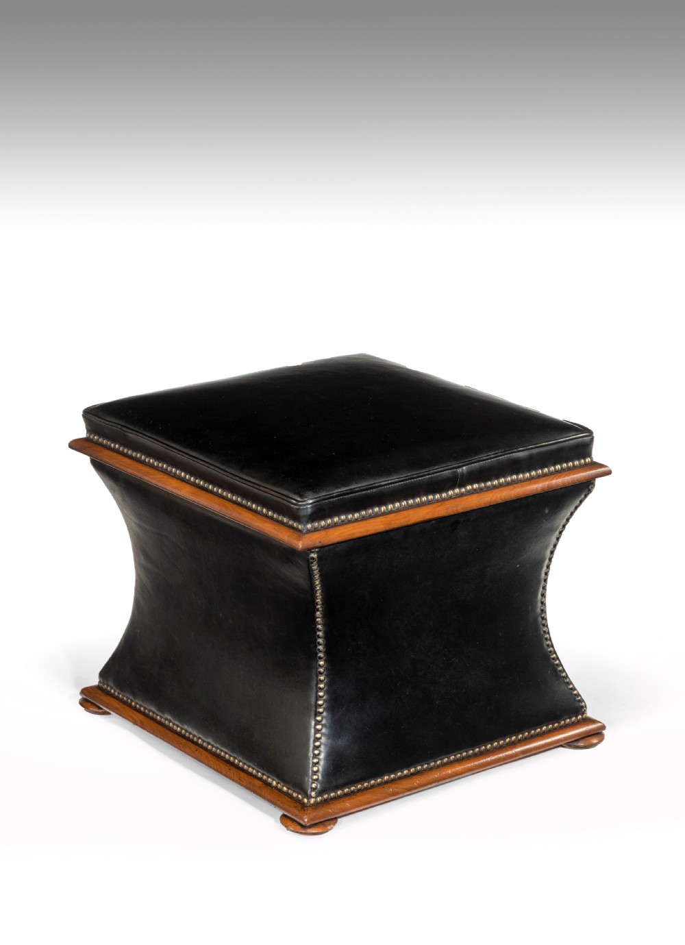 Mid-19th Century Walnut Waisted Leather Box Ottoman  View VI
