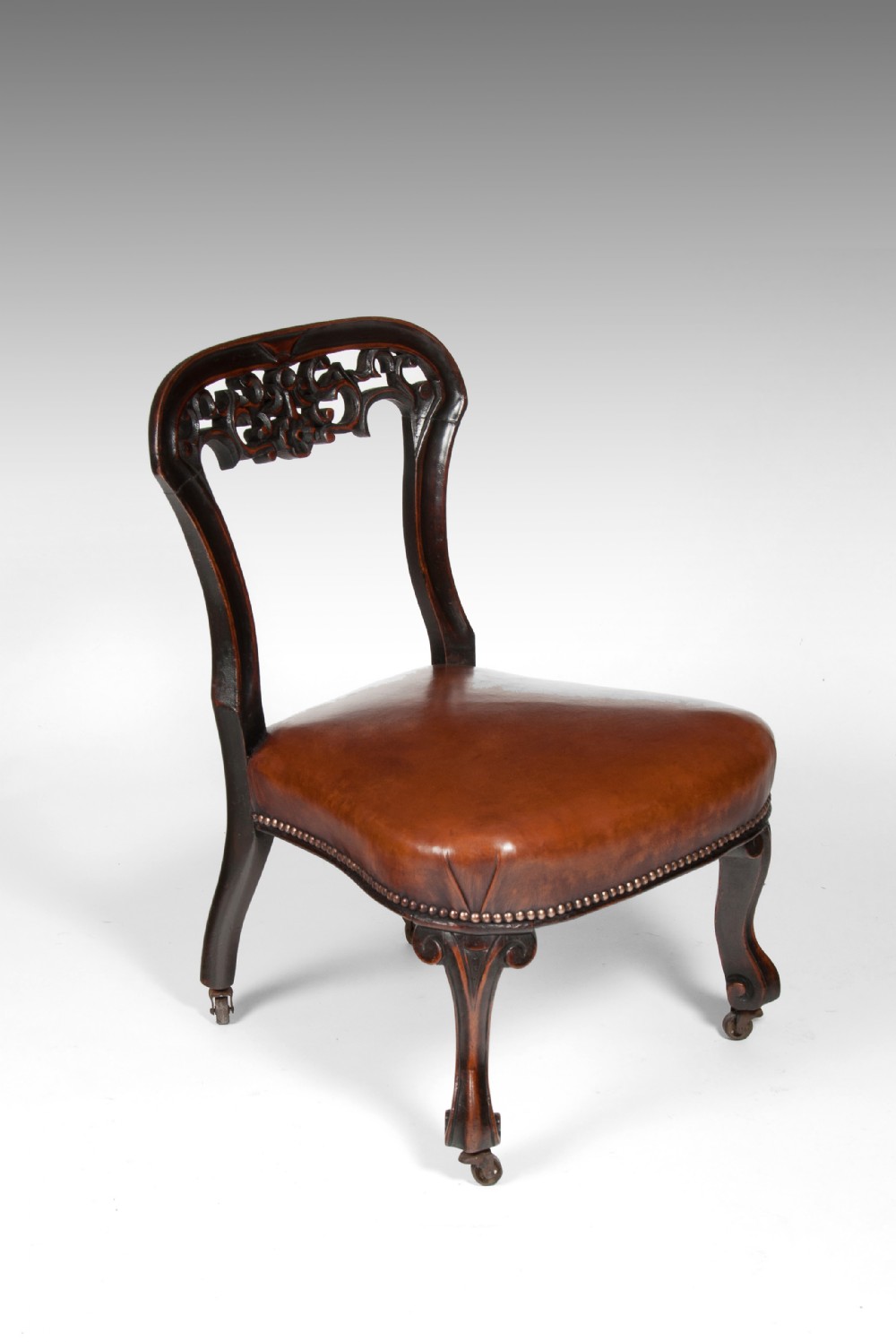 Rare Victorian Mahogany Leather Upholstered Childs Chair | 598855
