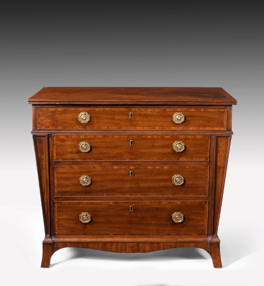 Rare Shaped 3ft Wide George III Mahogany Chest Of Drawers