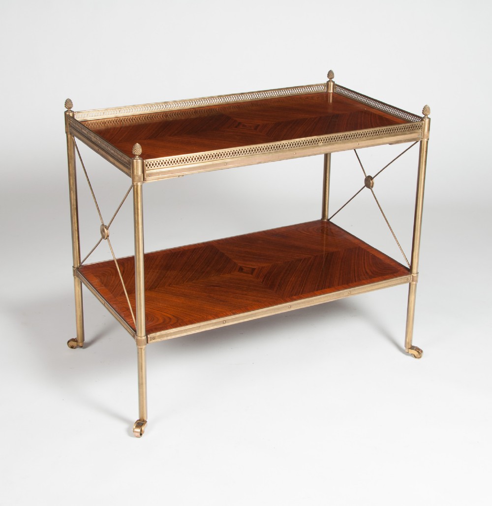 Fine Quality Kingwood and Brass Two Tier Etagere Circa 1920. View IV