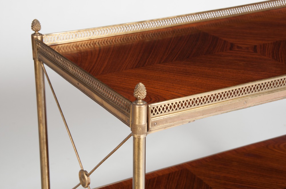 Fine Quality Kingwood and Brass Two Tier Etagere Circa 1920. View V