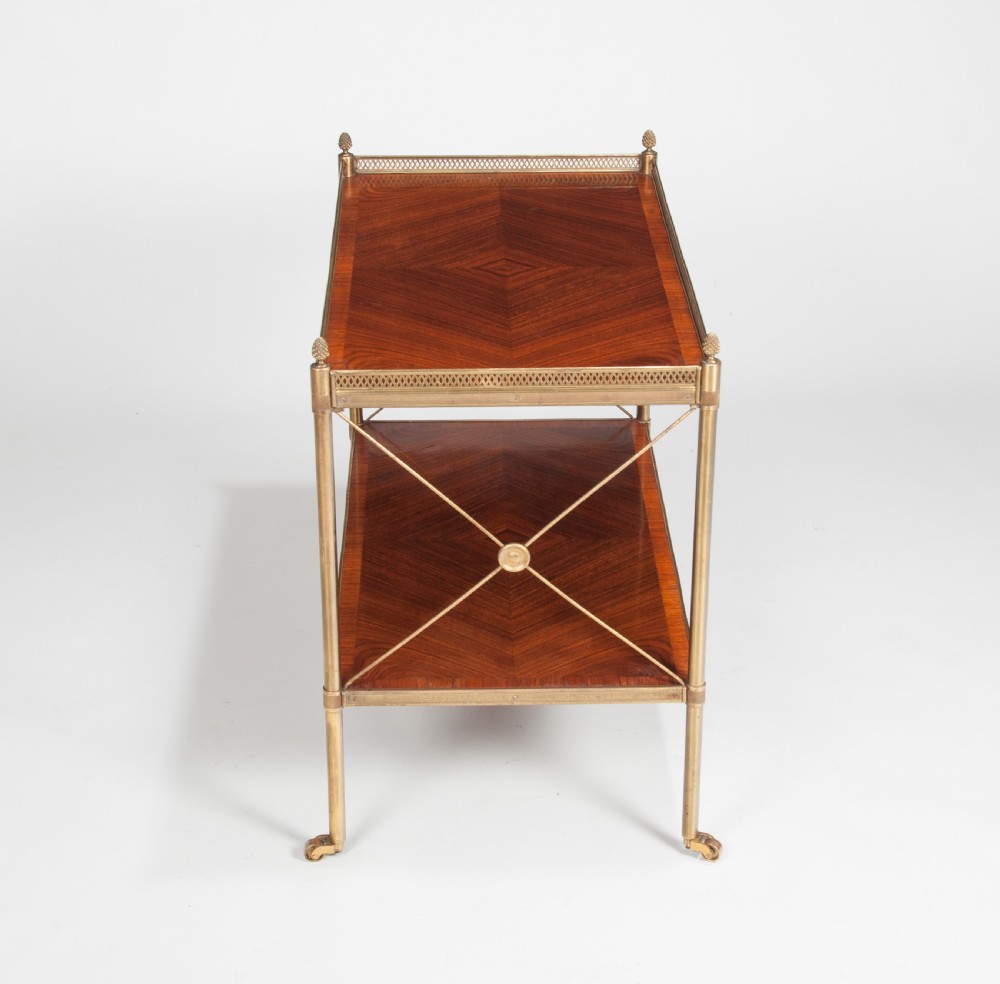 Fine Quality Kingwood and Brass Two Tier Etagere Circa 1920. View VIII