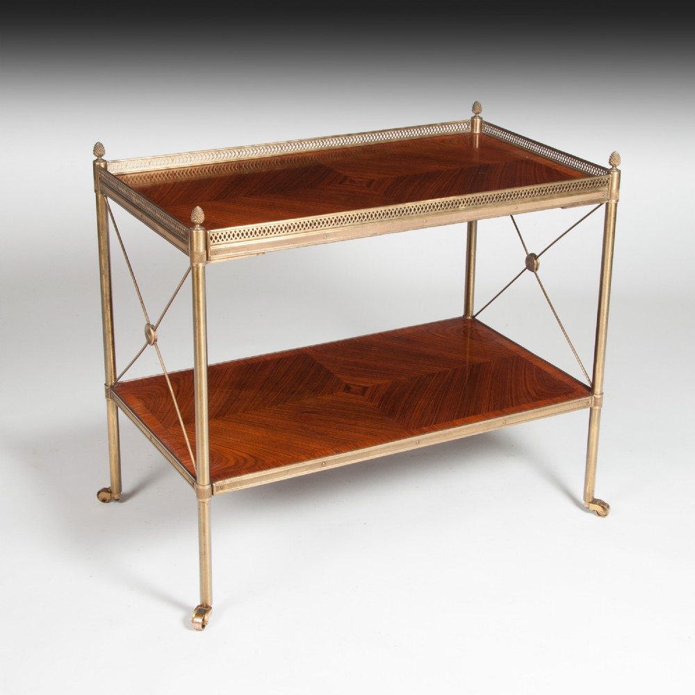Fine Quality Kingwood and Brass Two Tier Etagere Circa 1920. View XII