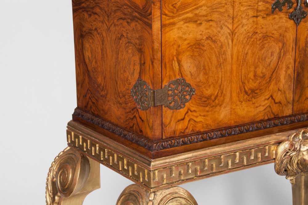 Fine Walnut Cocktail Cabinet On Carved Giltwood Base View III